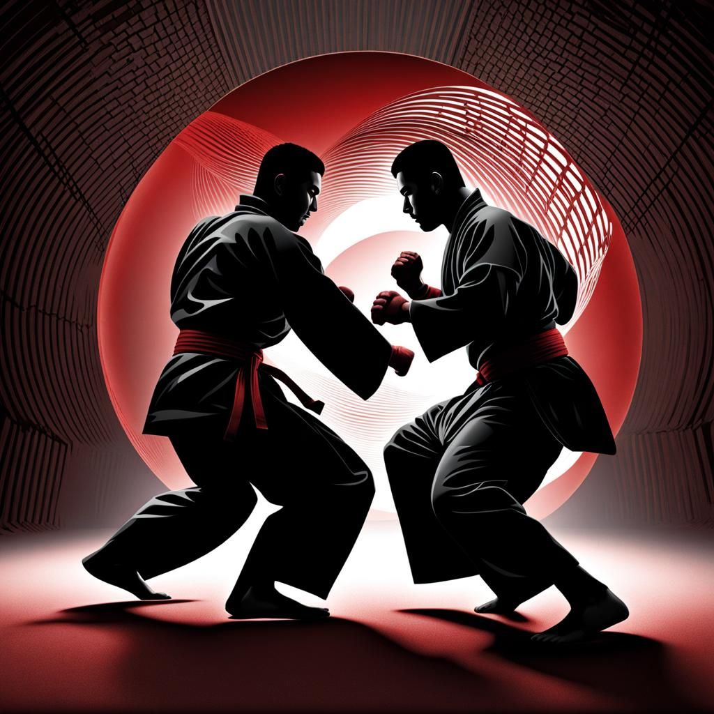 Kempo Jujitsu Shadow People 3D Rendering