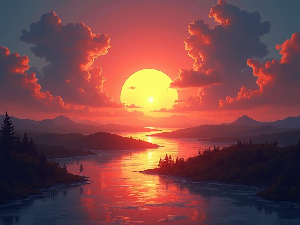 Vibrant Sunrise in Geometric Harmony