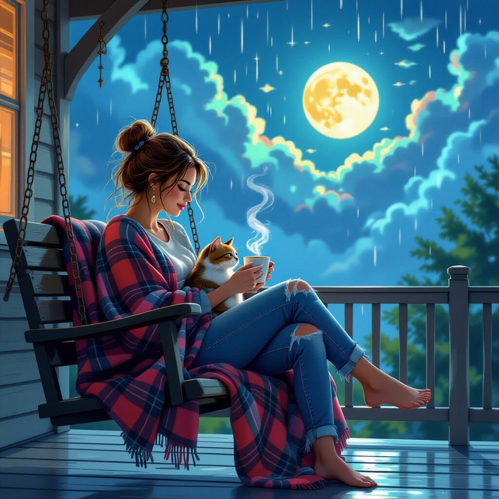 Cozy Rainy Night on the Porch