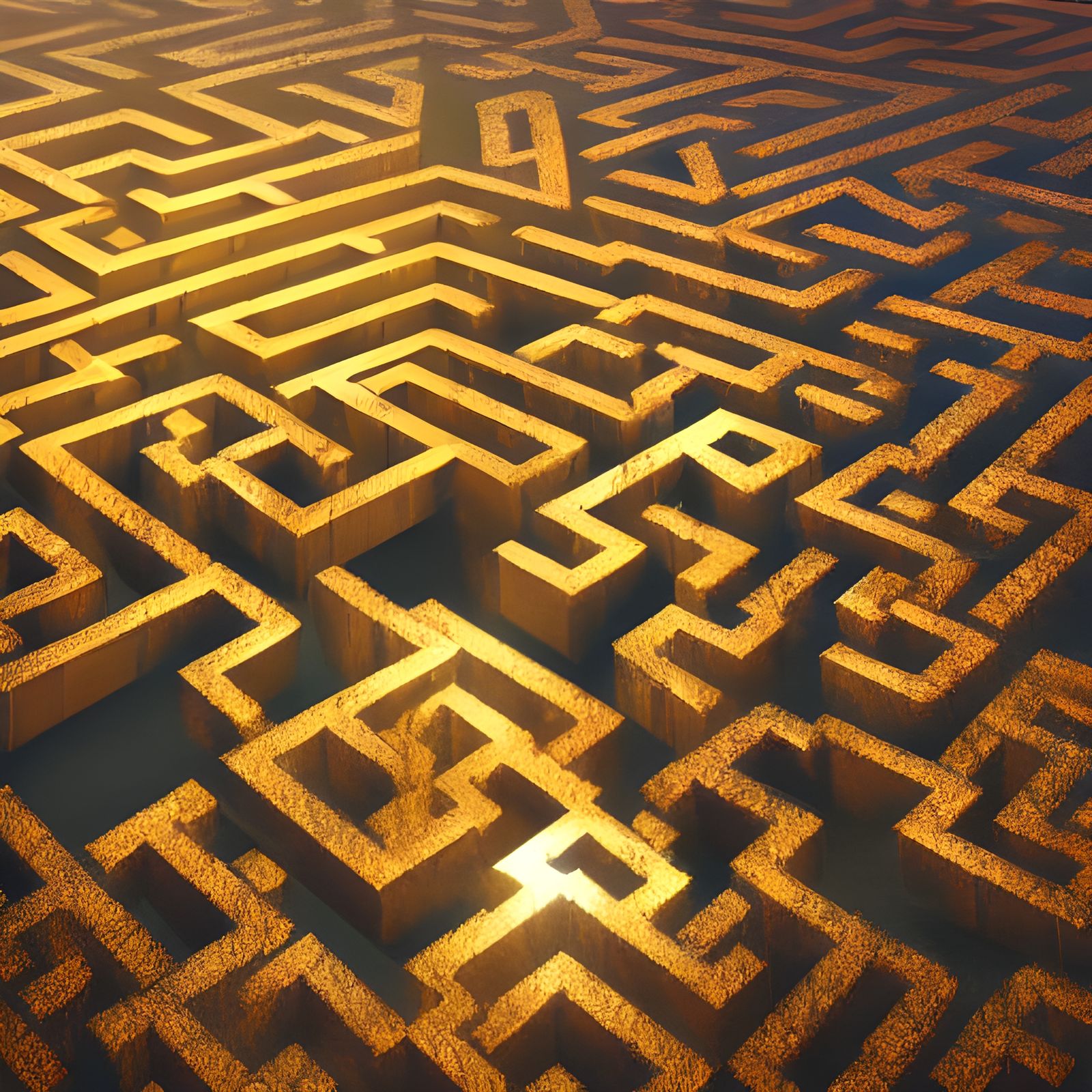 Golden Maze Aerial View in Hyperdetailed Fantasy Art