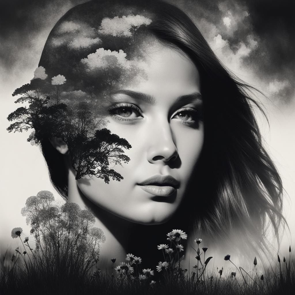 B & W double exposure