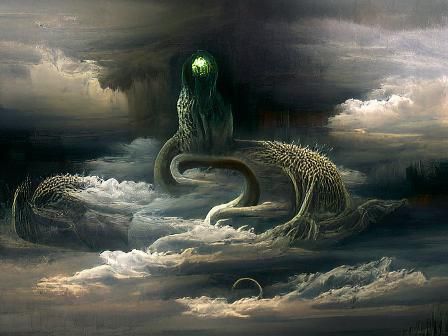 Eldritch Basilisk in Dark Fantasy Style