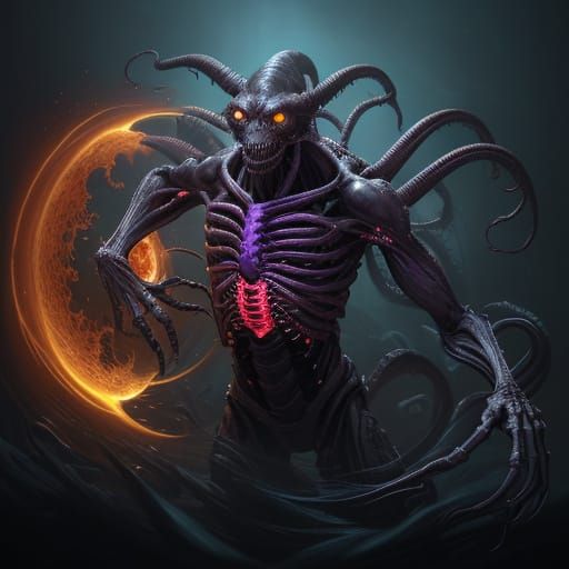 Dark Fantasy Fetus Creature in Hyper-Realistic Digital Art