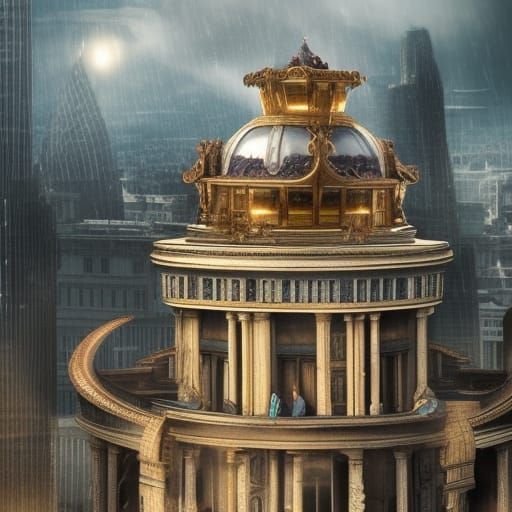 Monkey and Old Woman on Building: Digital Matte Painting