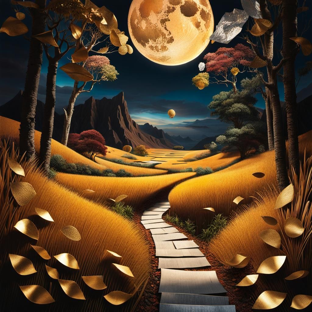 Mixed Media Collage Path to Interesting Place