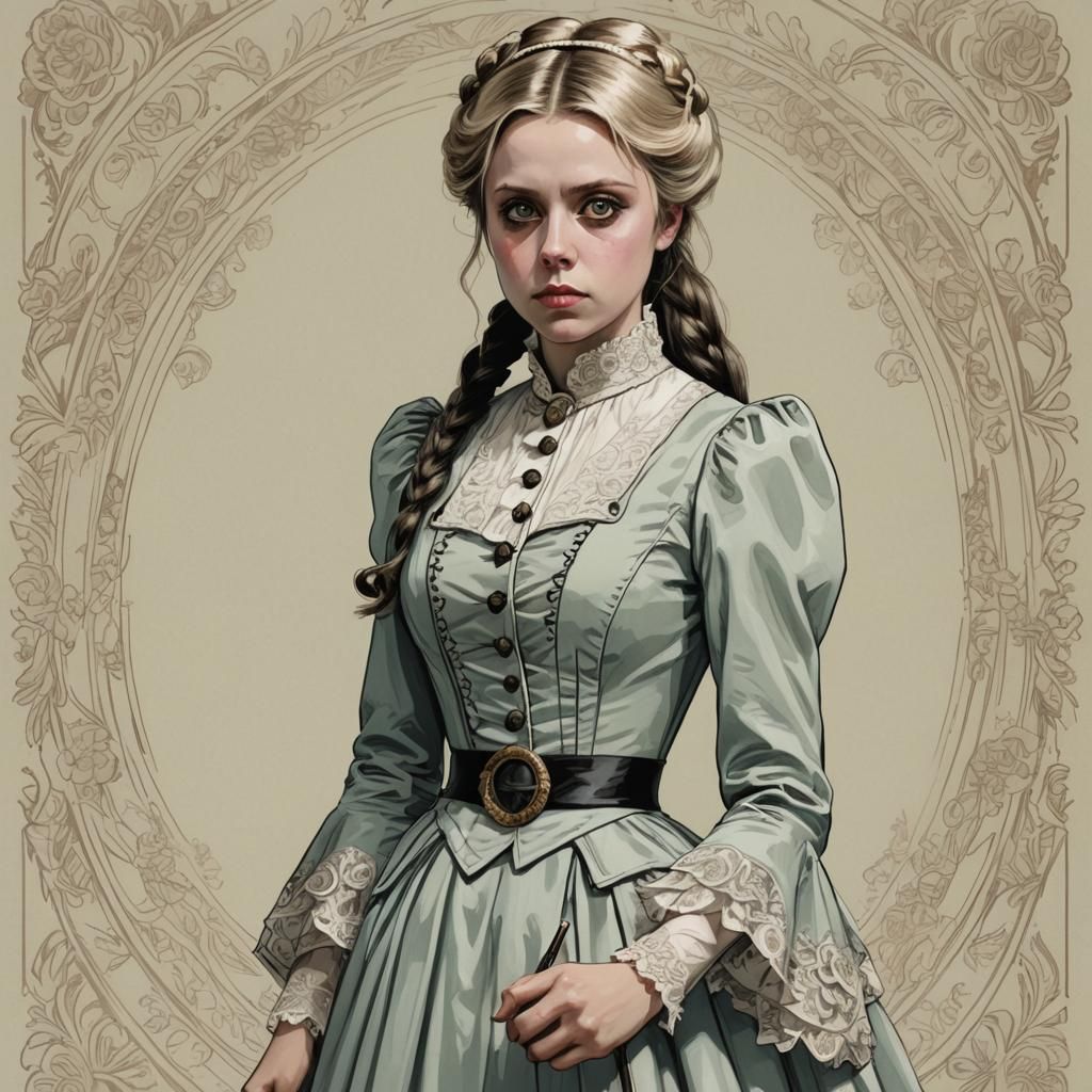 Victorian Lady Assassin in Modern Comic Style
