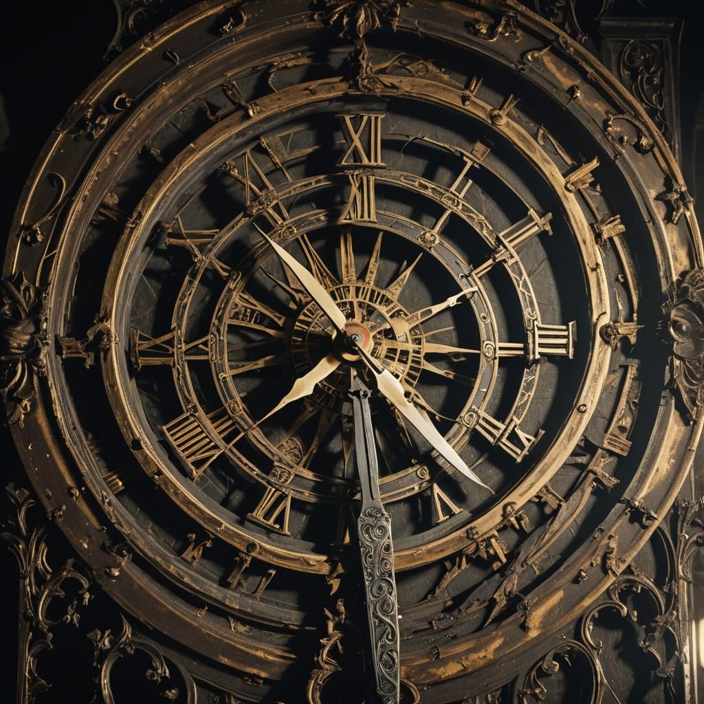 Gothic Surrealism: Clock Pierced by Knife