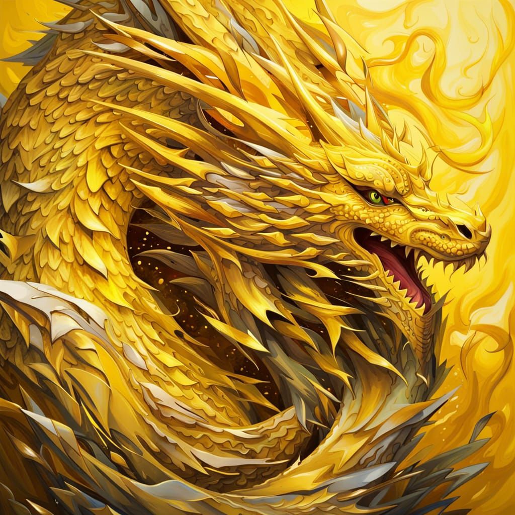 Golden Dragon of Yellow Shards Digital Rendering