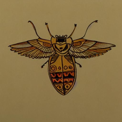 Aztec Cicada Illustration in Pen Sketch Style
