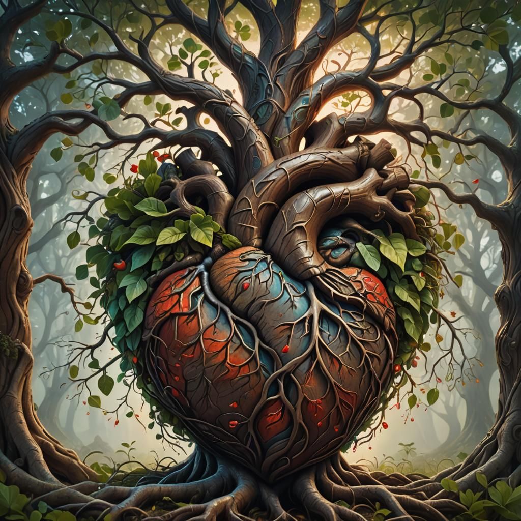 Tree of Life Emerges from Heart, Fantasy Realism