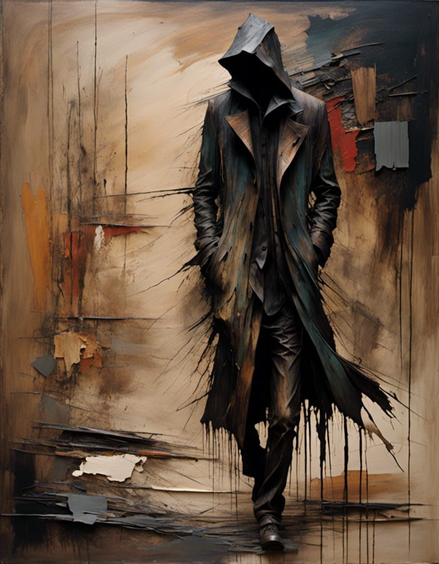 Anguished Figure in Urban Landscape as Expressionism