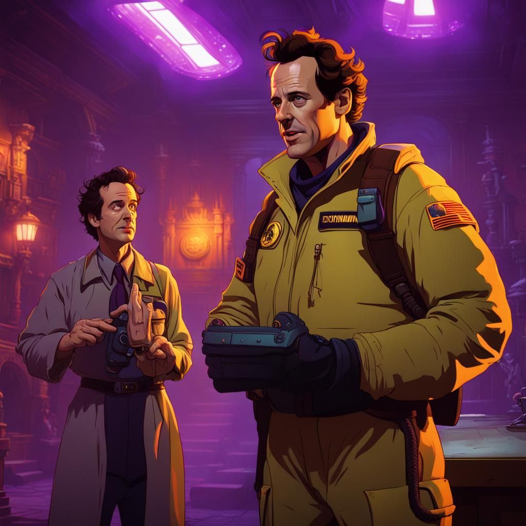 Venkman Tells Jokes to Zuul: Dark Fantasy Art