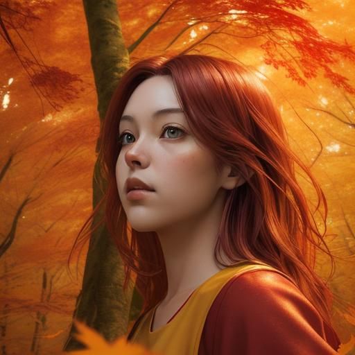 Harvest Moon Over Autumn Maple Forest