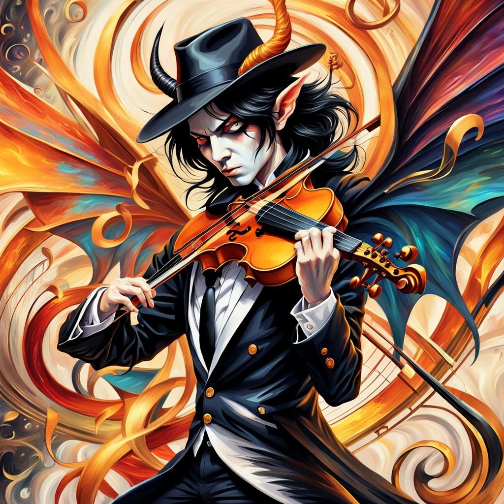 Album cover Hyper realism The Devil went down to Georgia album cover Vibrant musical notes , whimsical jazz scene, 8k ...