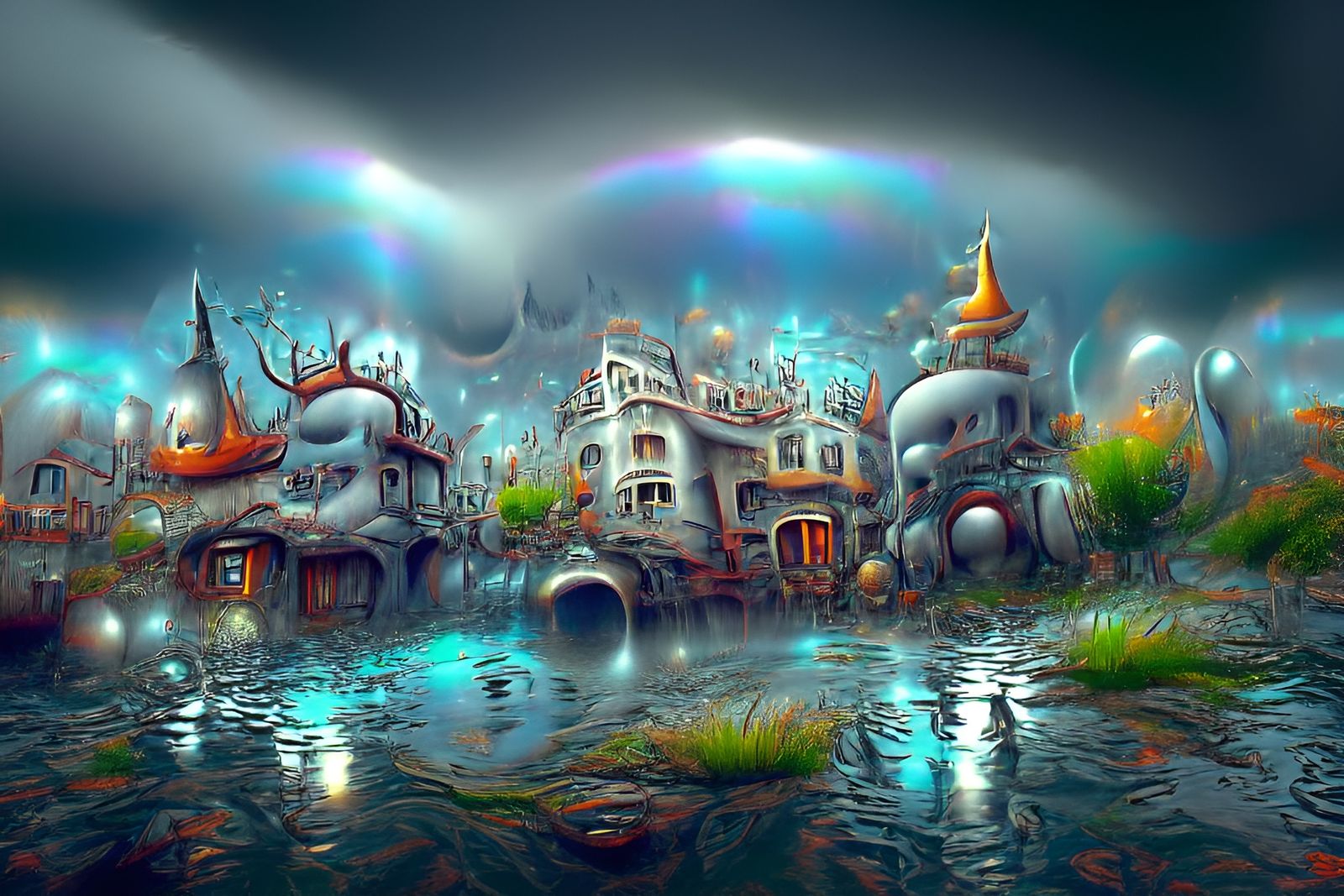 Cartoon Town: Sci-Fi Fantasy Digital Illustration