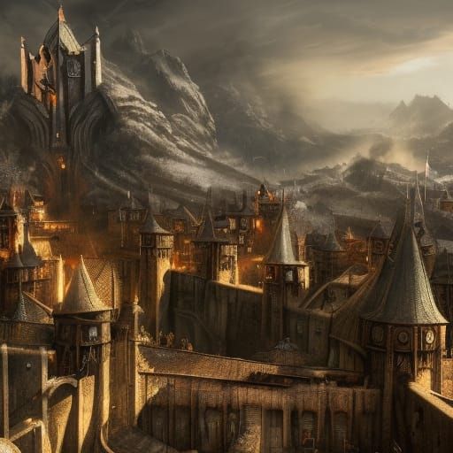 Epic Siege at Gondor: Detailed Matte Painting