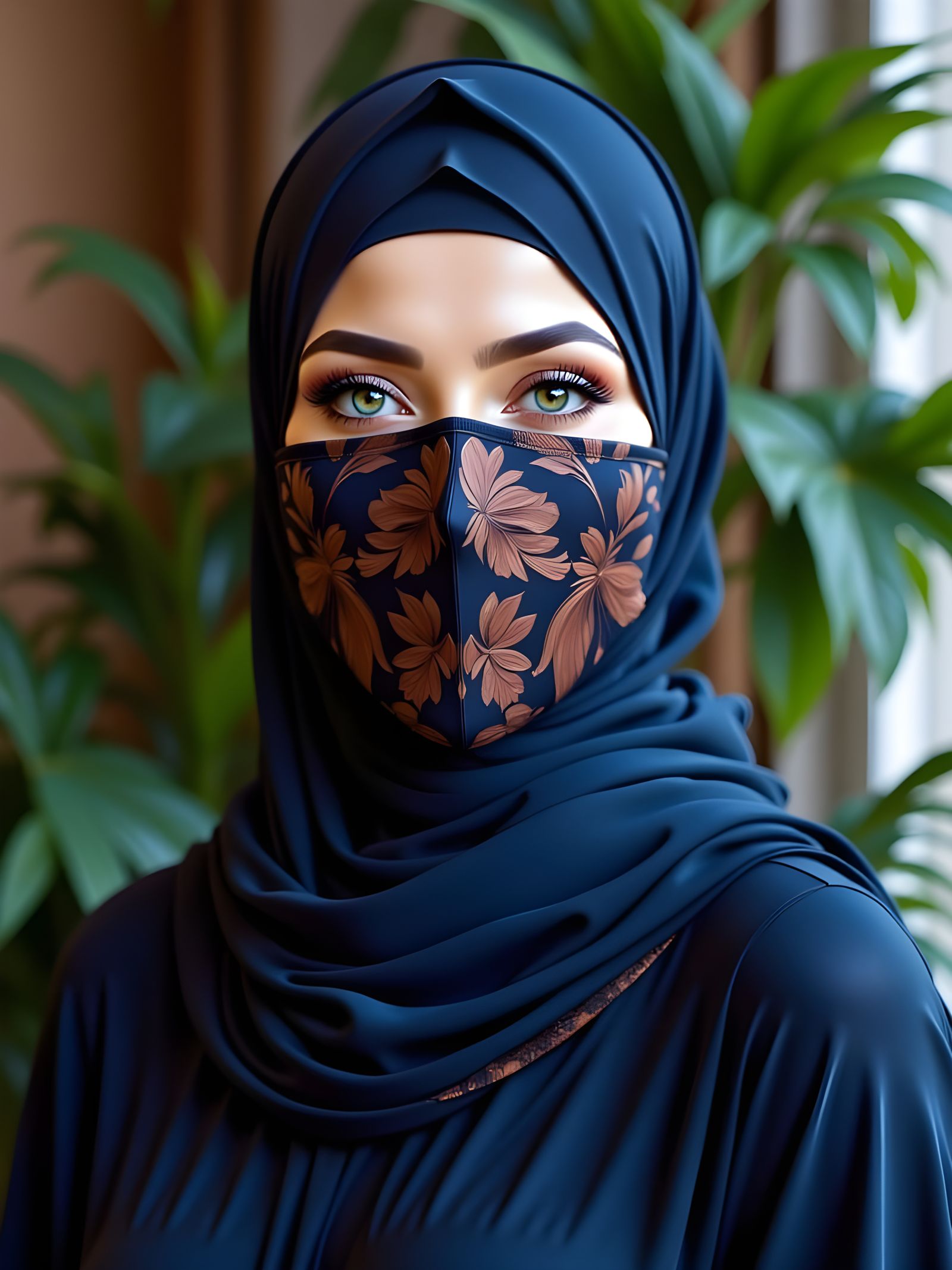 Hijabi Woman Portrait with Art Nouveau Elements