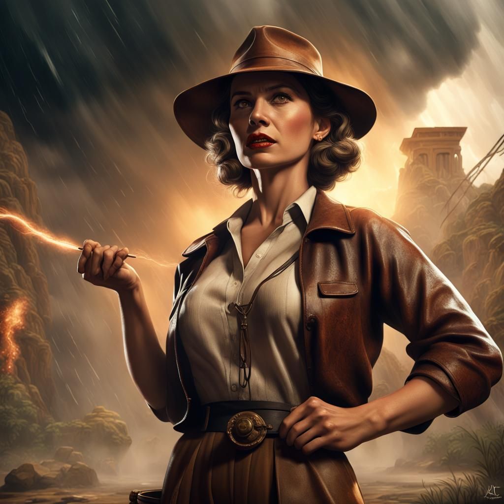 1950s Teacher as Indiana Jones with Tornado