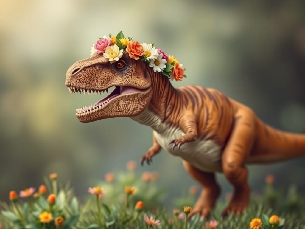Tyrannosaurus Rex with Flower Crown