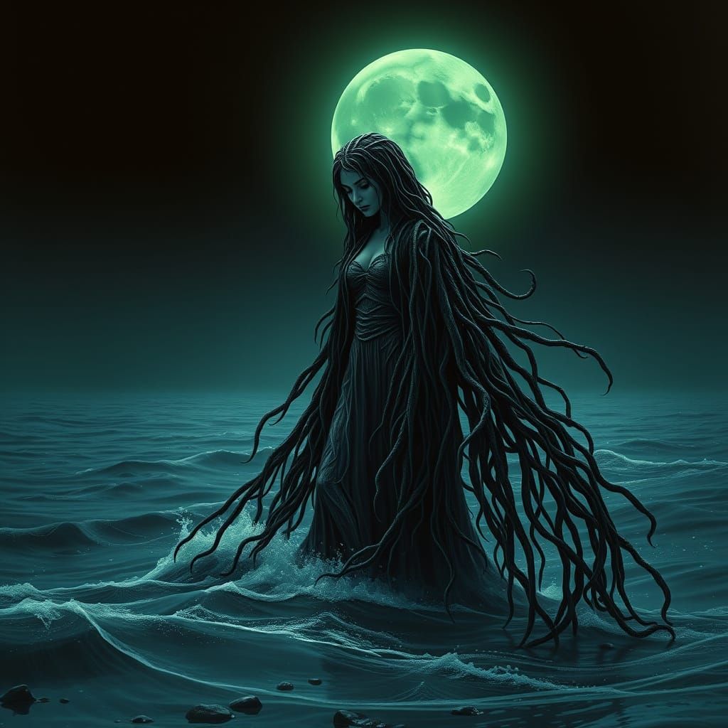 Cthulhu Woman Rises from Devil's Sea
