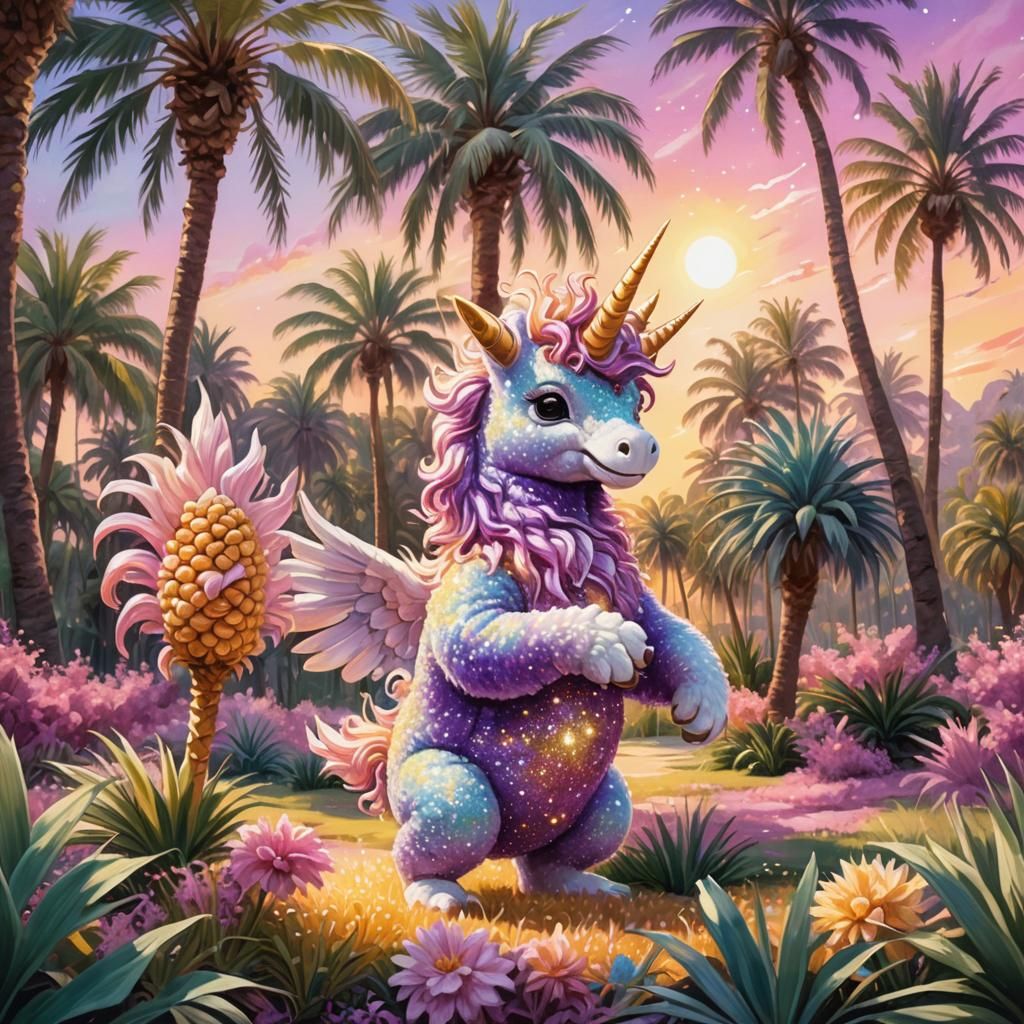 Pufflecorn and Flooficorn Dance in Pastel Surrealism