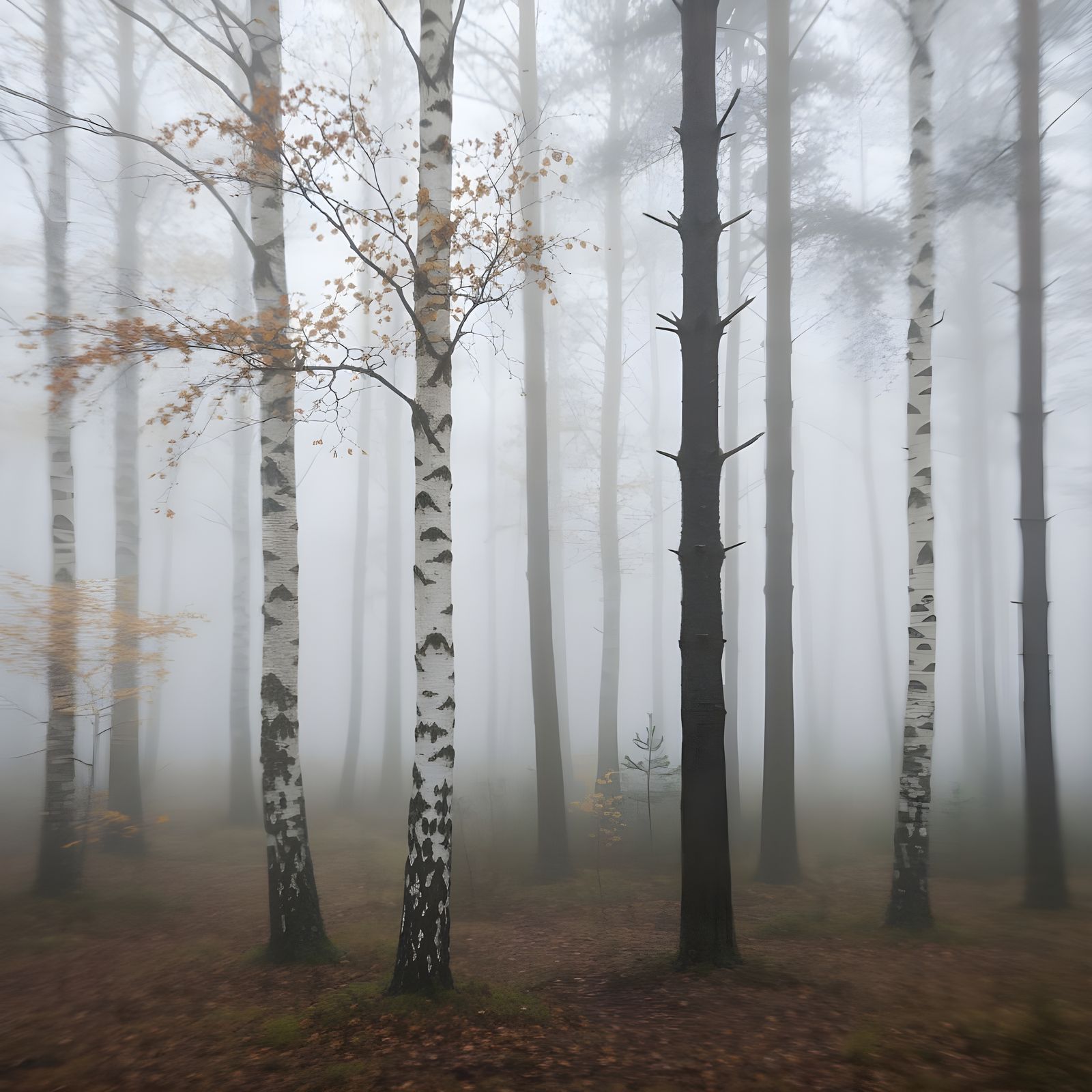 Dreamlike Forest Scene in Gerhard Richter Style