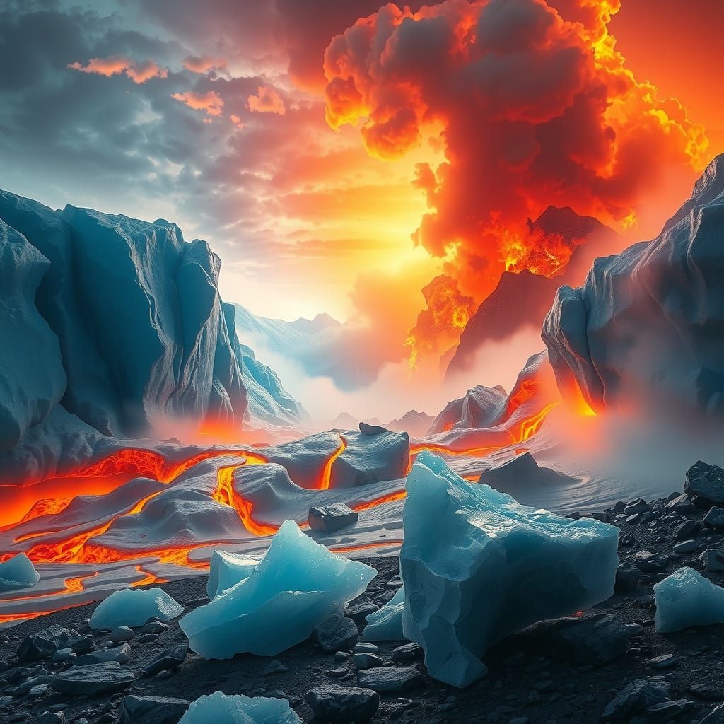 Surrealist Dreamscapes of Blazing Inferno and Icy Abyss
