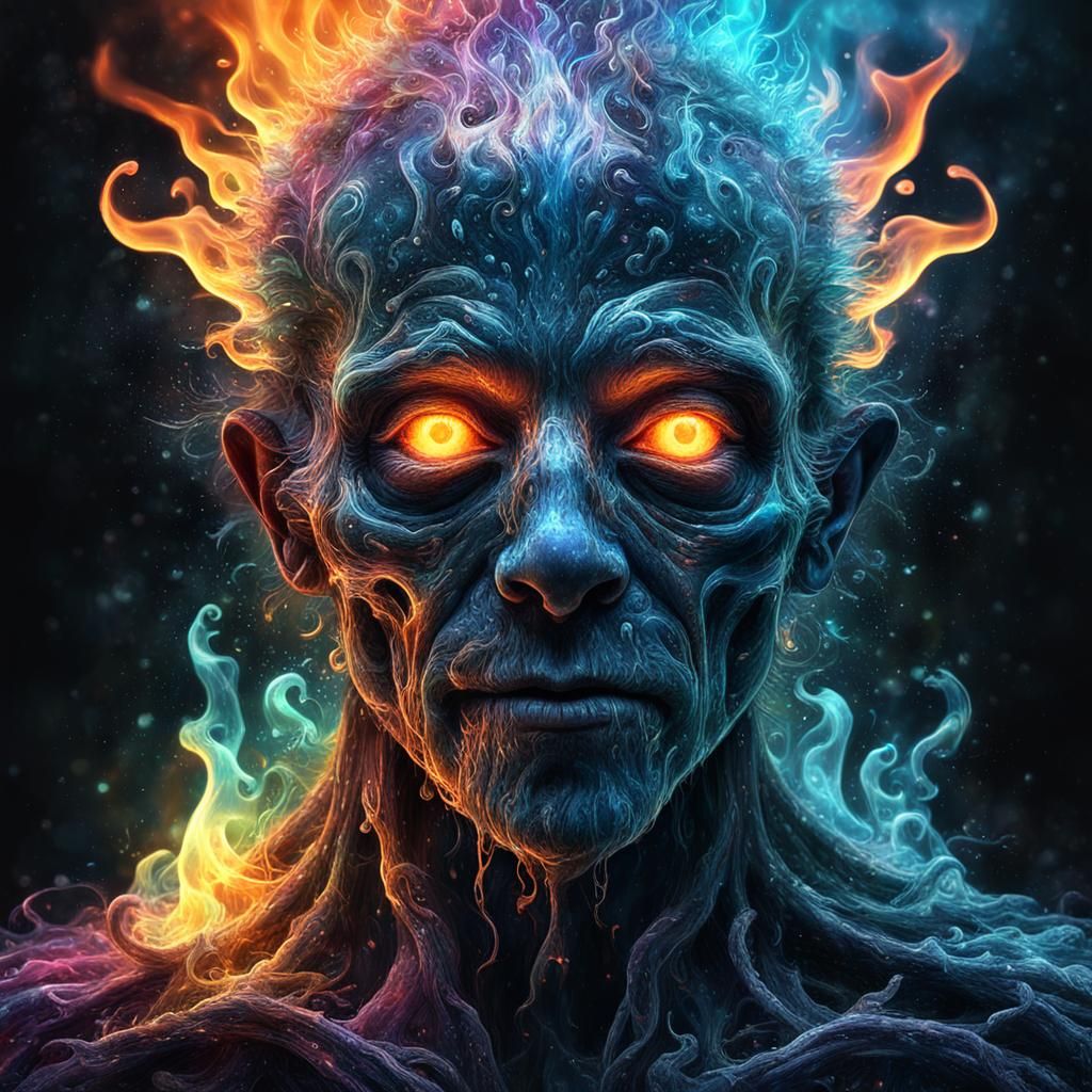 Surreal Flame Face in a Magical Fantasy