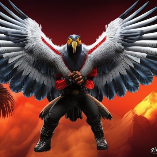 Detailed Cartoon Falcon Logo of Apex Predator