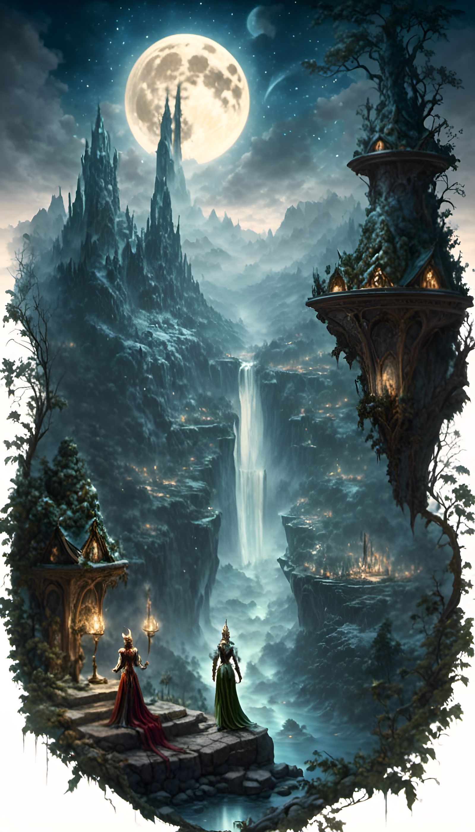 Elven Worship of Elune Under Starlight