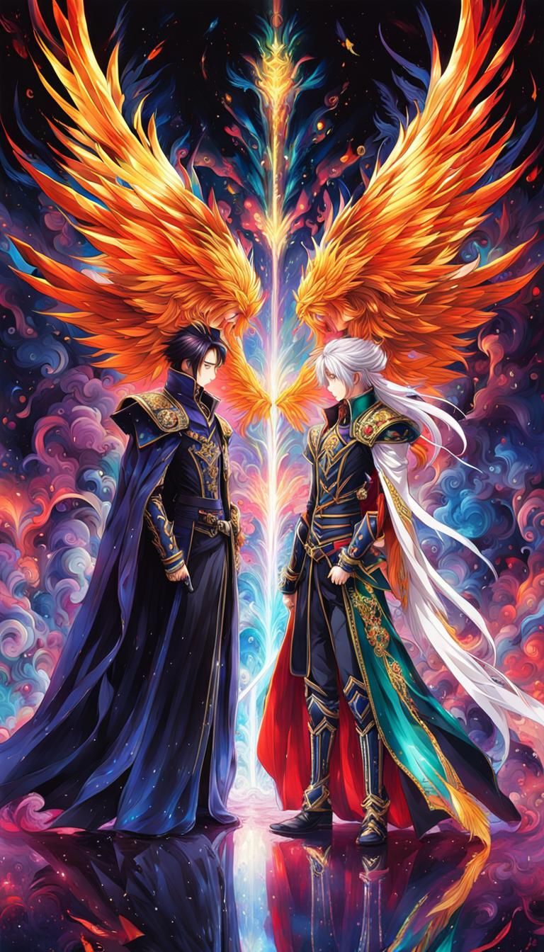 Dynamic Anime Villains Face Off in Digital Illustration