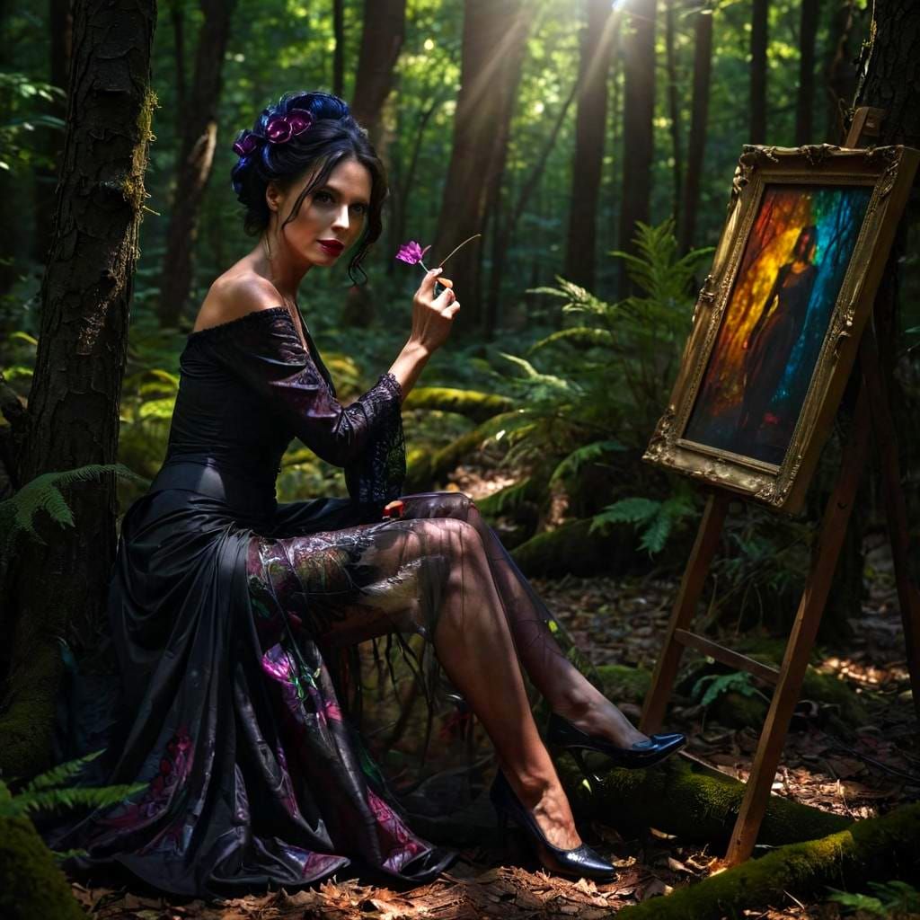 Surrealistic Portrait of a Mystical Woman in a Dark Fantasti...