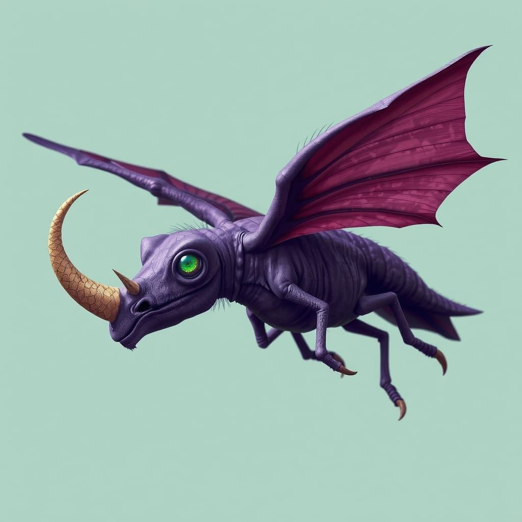Carnivorous Purple Flying Monoceros with Cyclopean Eye