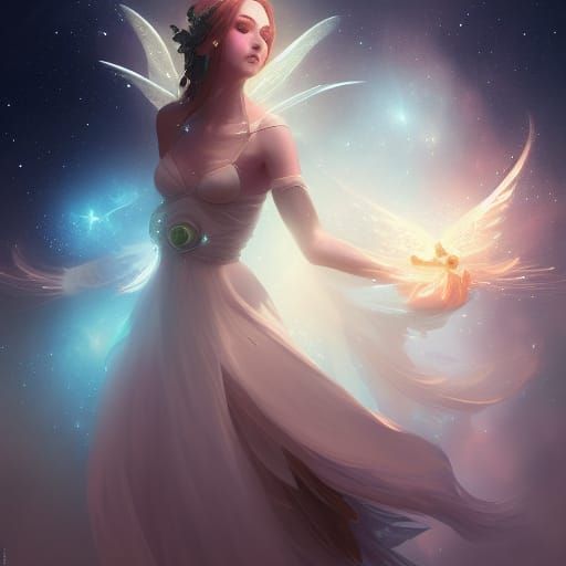 Zodiac Fairy in a Starry Galaxy