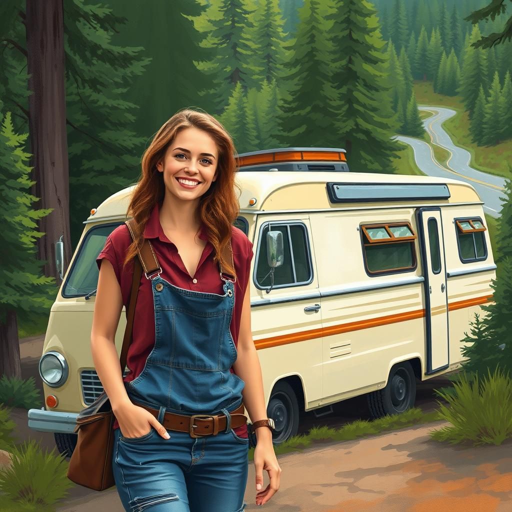 Nomadic Woman's Forest Journey: Impasto Style