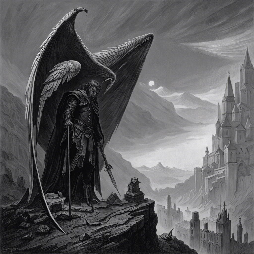 Lucifer's Lament: A Gothic Horror Illustration