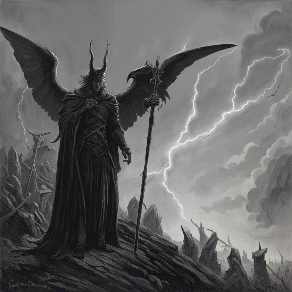 Lonely Lucifer in Dark Fantasy Style