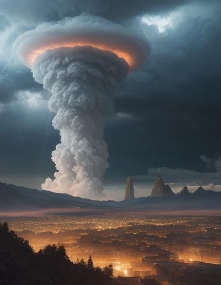 Spectacular Lightning Mushroom Cloud in Digital Art