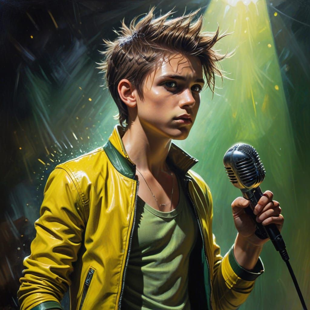 Fantasy Rock Singer on Smoky Stage