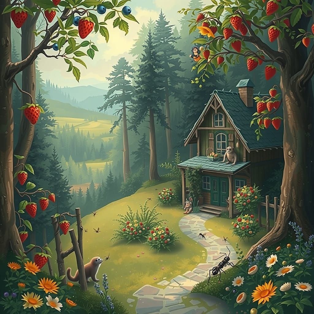 Whimsical Forest Gathering in Vibrant Colors