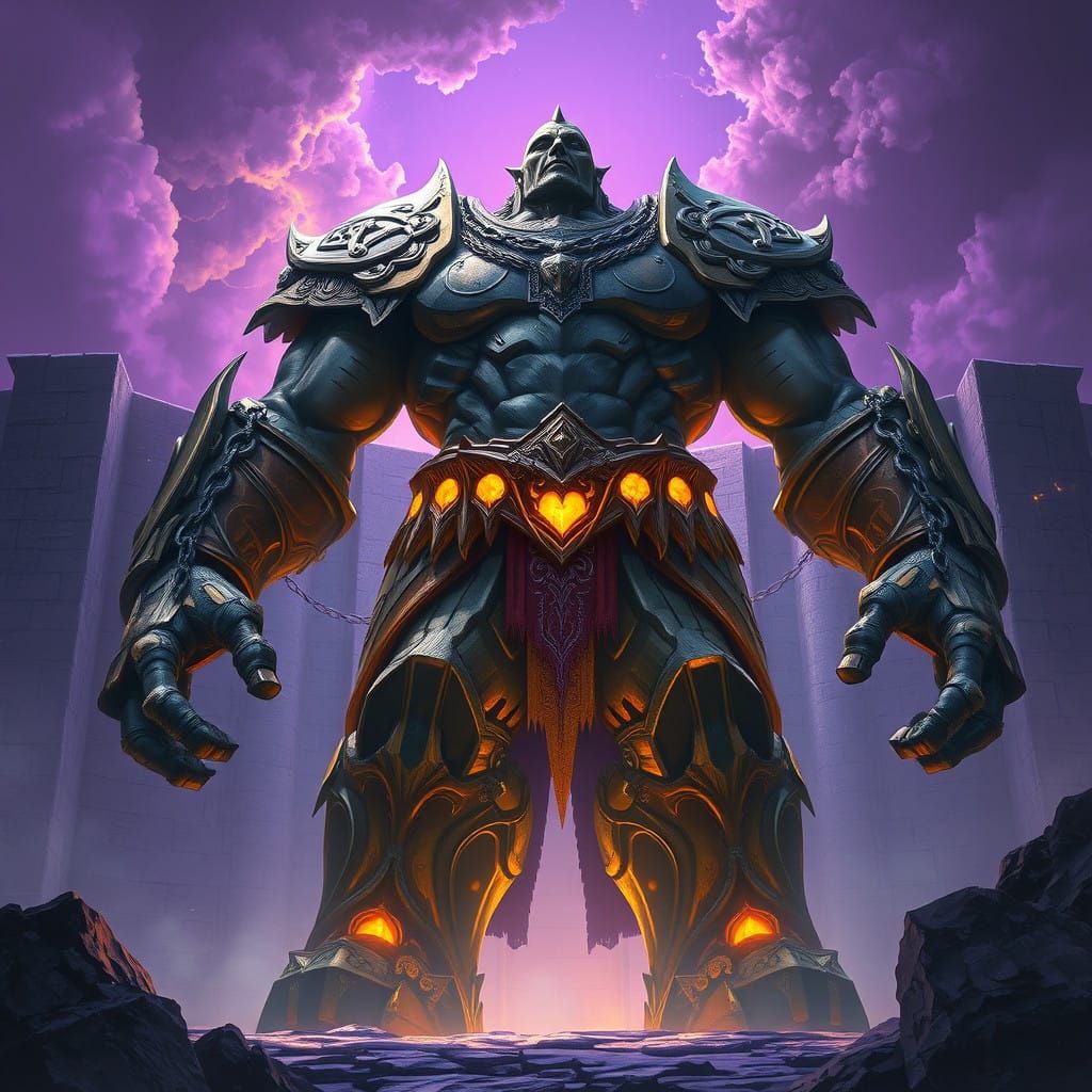 Enchained Titan in Dark Fantasy Style