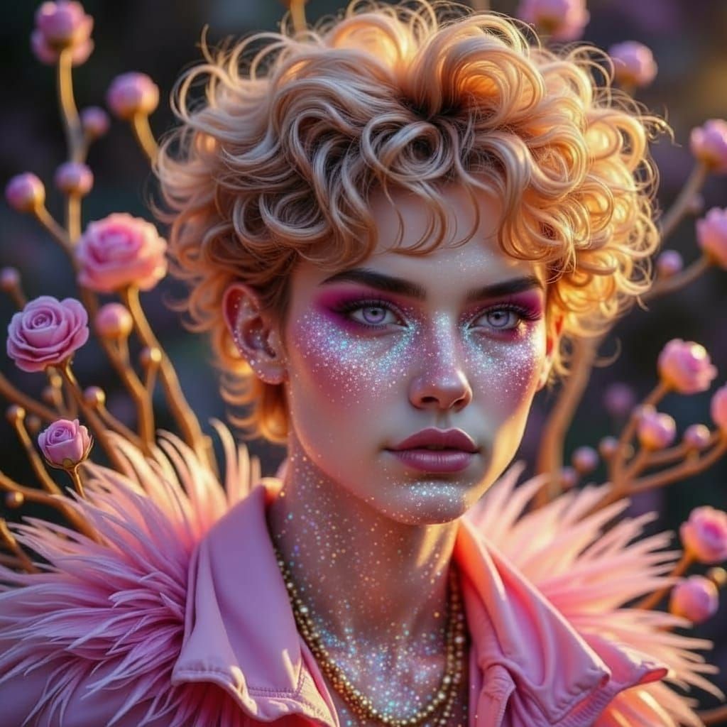 Hyper-Realistic Golden Fae with Violet Eyes