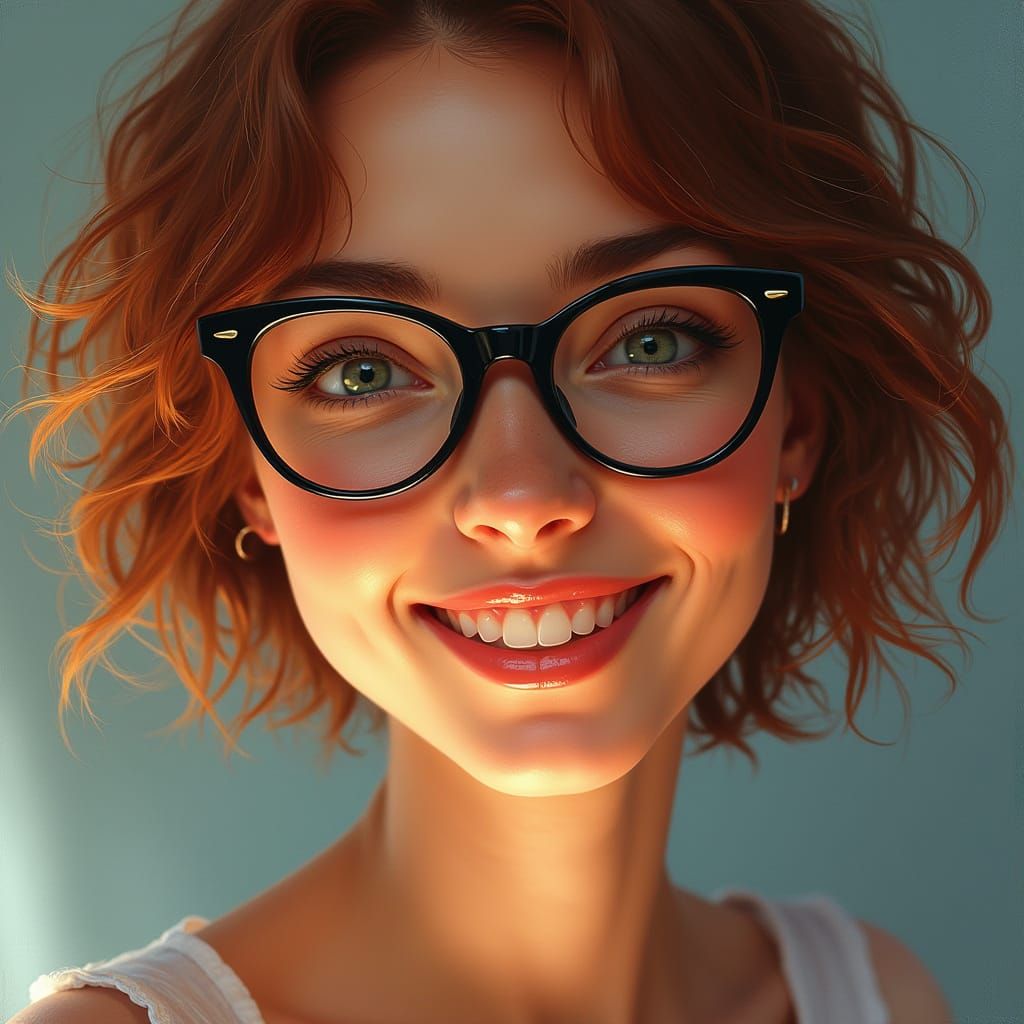 Warm Smile of a French Woman in Soft Light