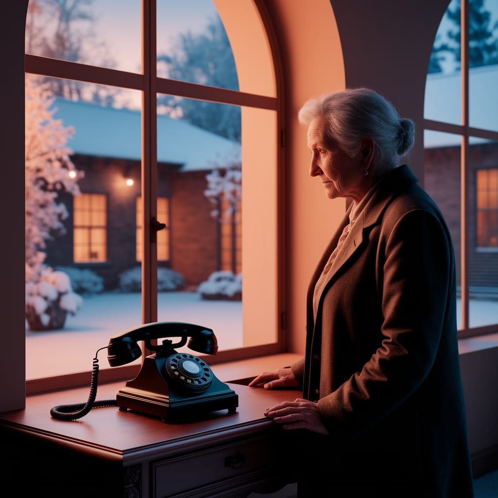 Poignant Photo of Elderly Woman Waiting by Window