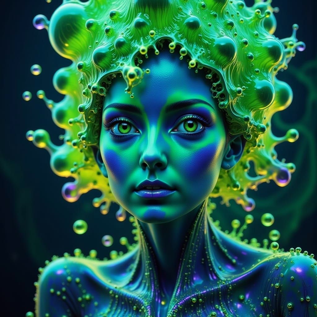 Surreal Hyperrealist Splash of Iridescent Bubbles