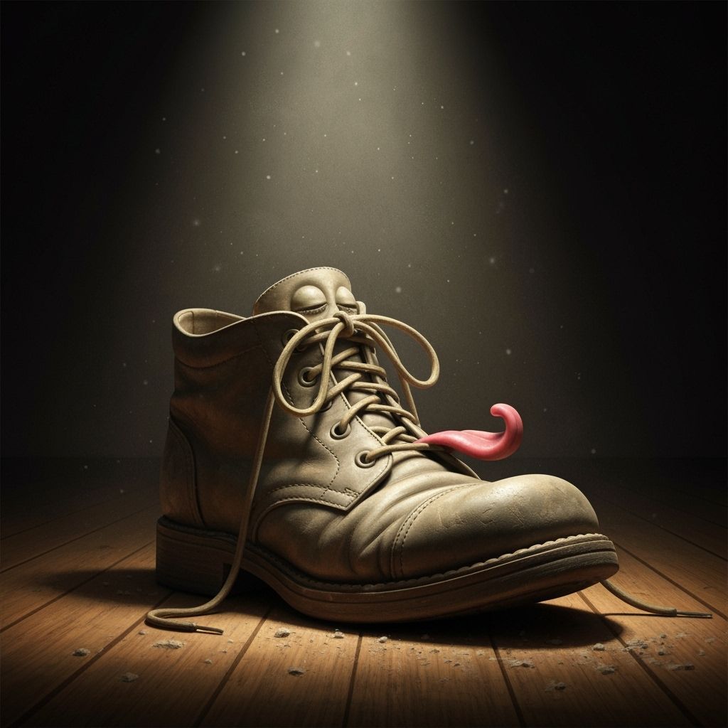 Hyperrealistic Oil Painting of a Sleepy Old Shoe