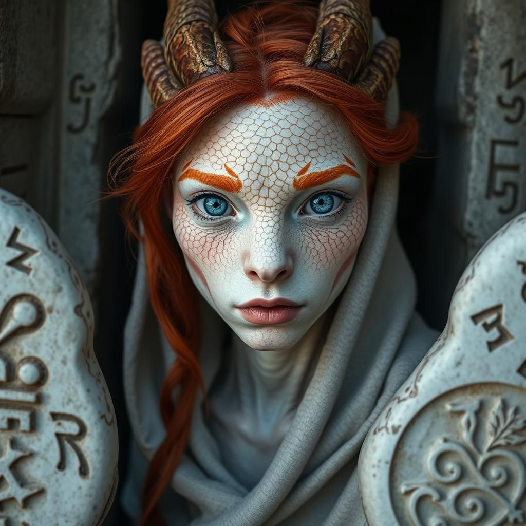 Dragon Girl Portrait in Biopunk Style