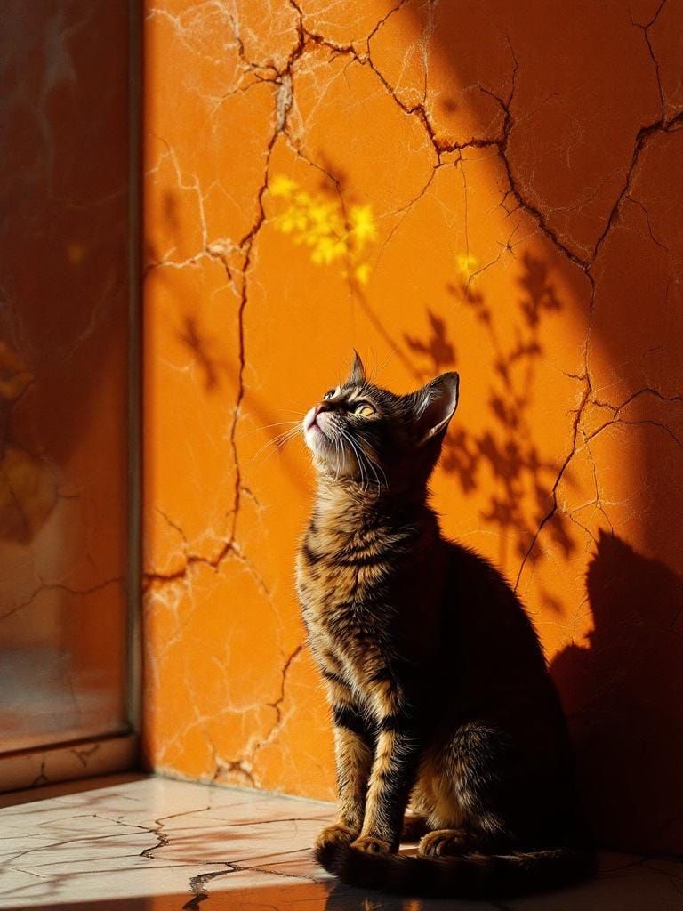 Adorable Cat in Film Noir Style, Stark Elegance