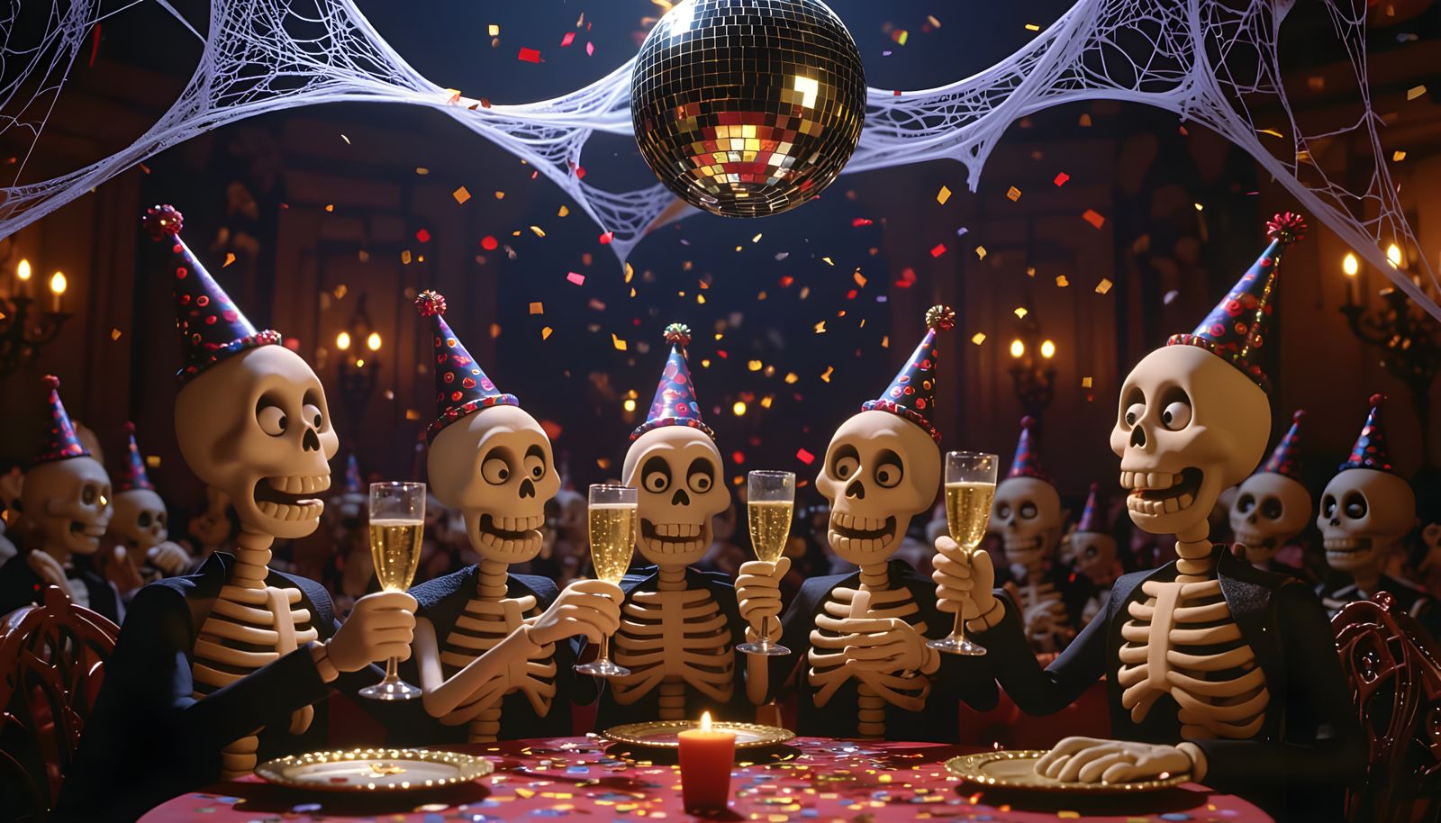 Claymation Skeletons Celebrate New Year in Gothic Style