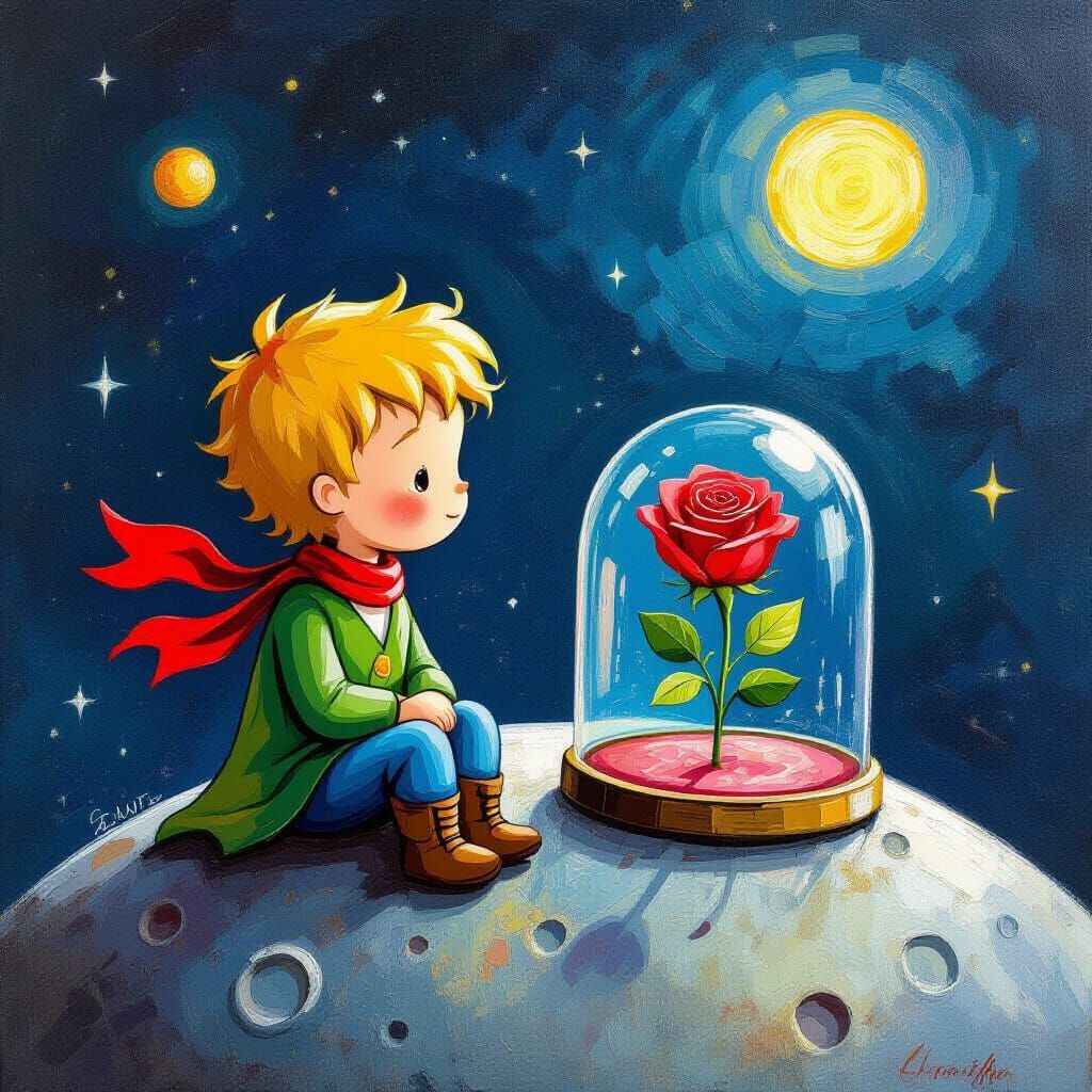 The Little Prince on a Planet with a Rose